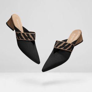 Vivaia Pointed-Toe Heeled Mules - Deep Ebony NWT